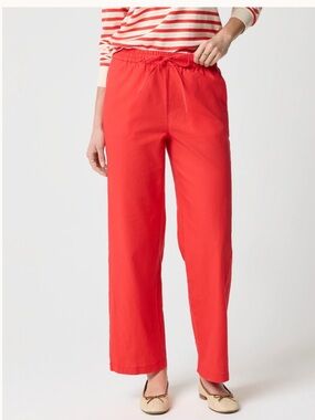 J.Crew Linen-blend slim wide-leg drawstring pant red size 10